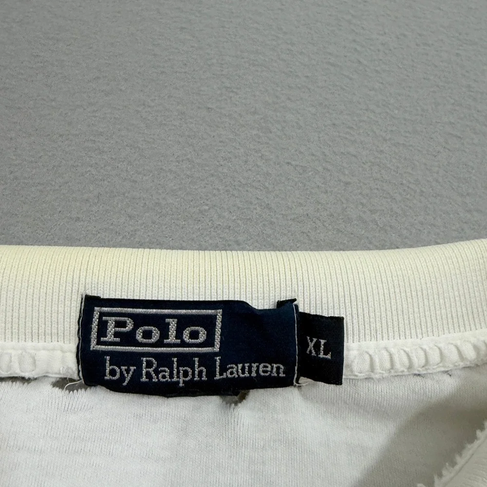 Vintage Polo Ralph Lauren Polo XL White Polo Shirt Distressed Grunge Preppy 90s